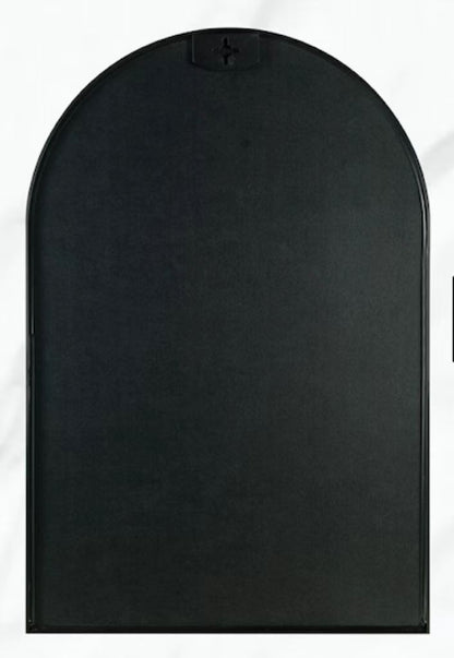 Wall Mirror Arched Aluminum Frame Black 24x36 In Shatterproof Film