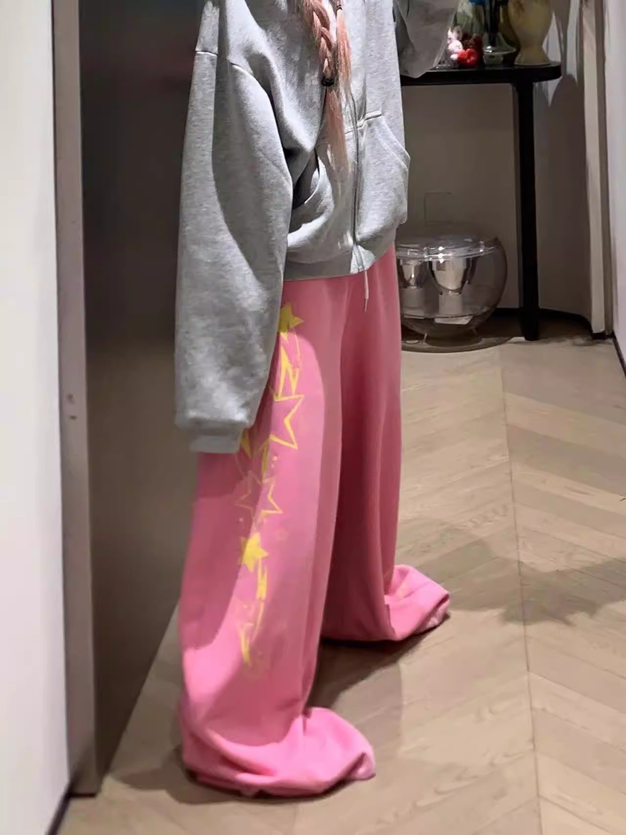 Retro Print Letter Drawstring Casual Pants For Women