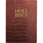 Kjver Holy Bible, Large Print, Walnut Alligator Bonded Leather, Thumb Index: (King James Version Easy Read, Red Letter, Burgundy) - Leather