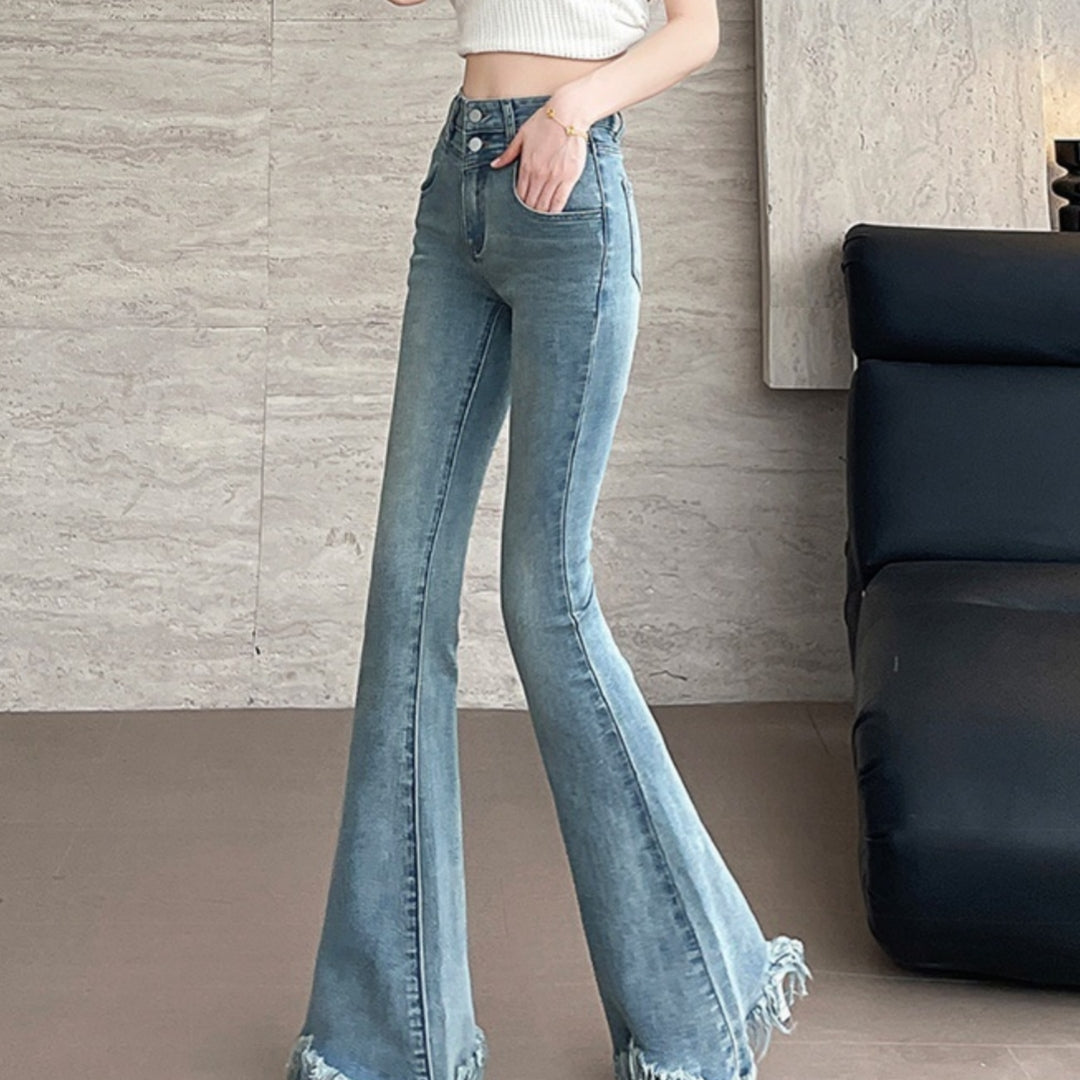 Retro Fleece Lined High Waisted Flare Pants