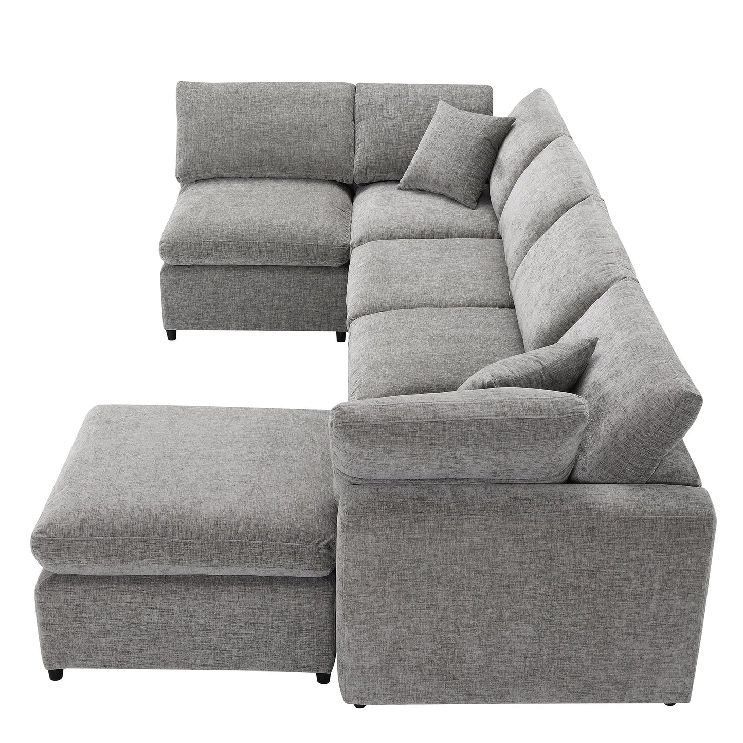 6-Seat U-Shape Modular Sofa with Ottoman, 130
