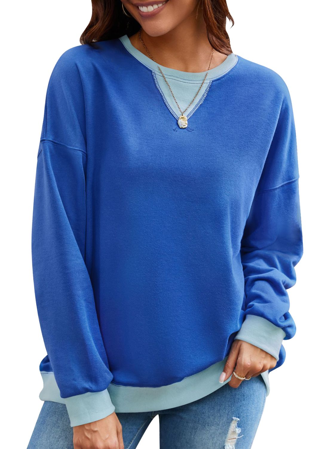 Women's Contrast Long Sleeve Sweatshirt