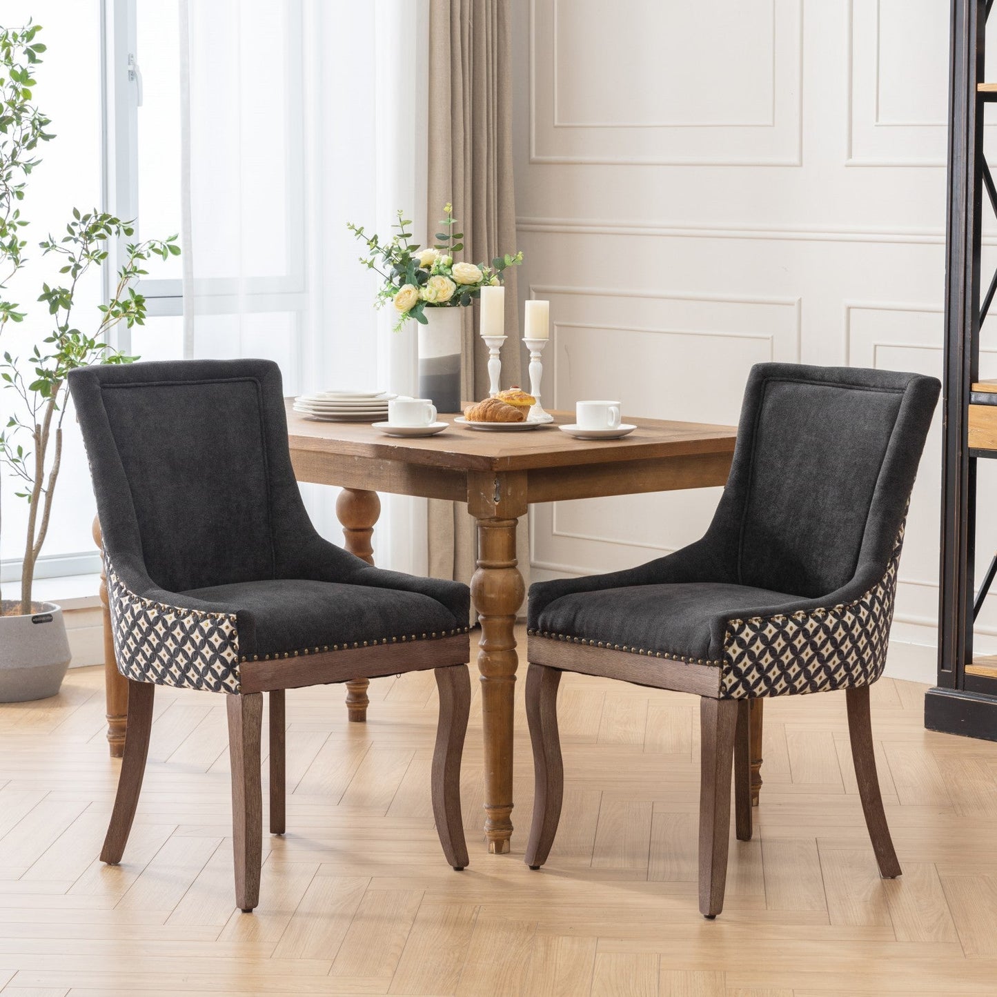 Ultra Side Dining Chair, Thickened fabric chairs with neutrally toned solid