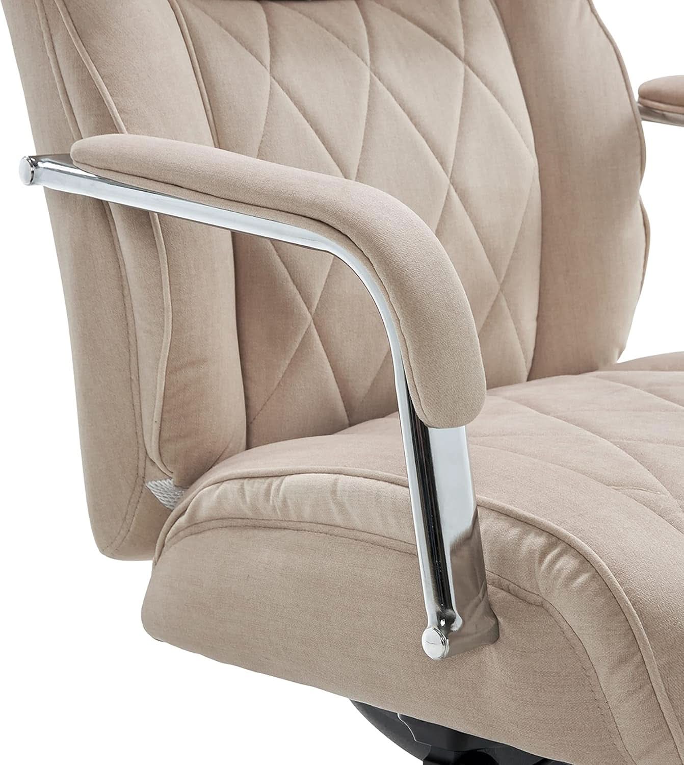 Quilted Leather Executive Office Chair With Lumbar Support Cream