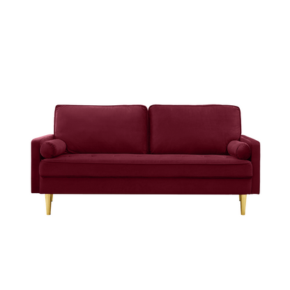 Sofa Minimalist Velvet Red Gold Metal Legs 2 Seat 65 In 800 LB
