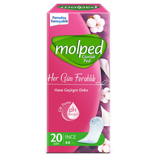 Molped Daily Freshness Panty Liners - pH Balanced, Breathable Comfort for Women's Daily Feminine Hygiene (20-Count)