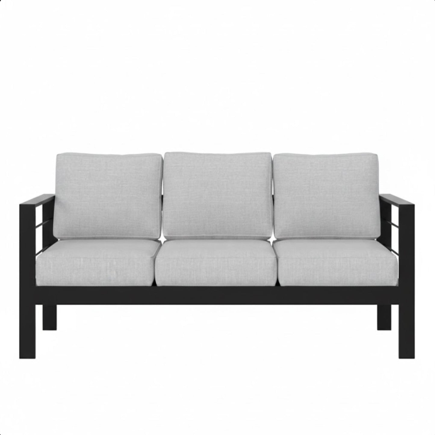 Outdoor Patio Set Aluminum Black Gray 4 Piece 73in Sofa
