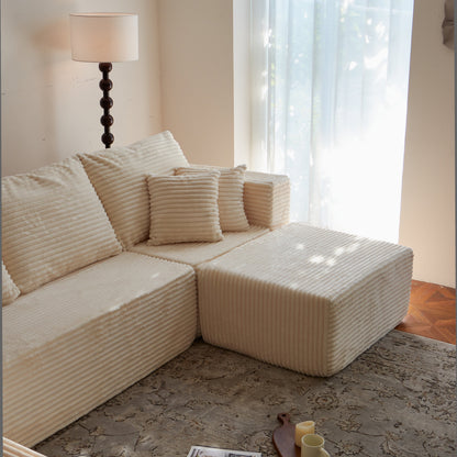 Sectional Sofa U-Shape Cloud Modular Beige 4 Seat 134 In No Assembly