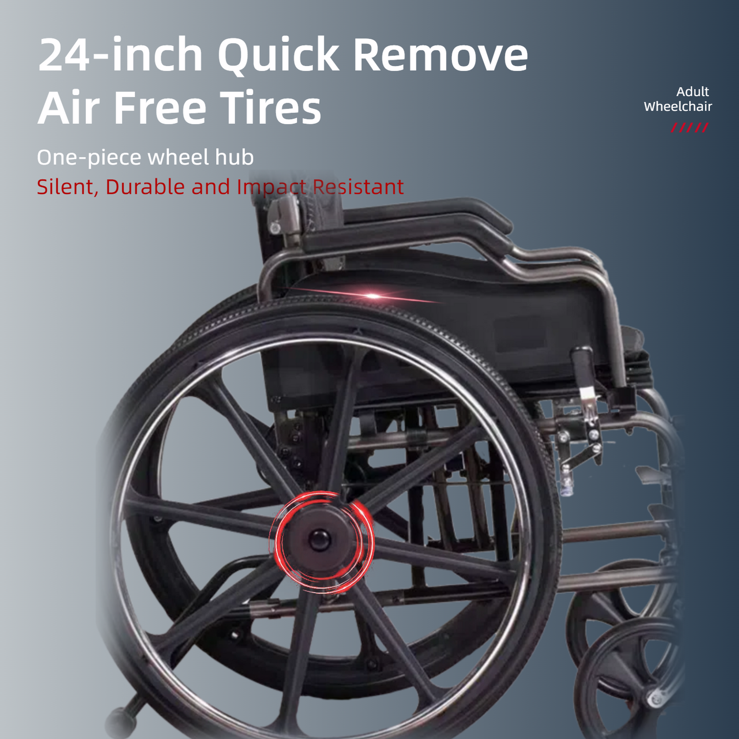 Wheelchair Manual Transport Folding Carbon Steel 18 In Seat Memory Foam Dark Gray