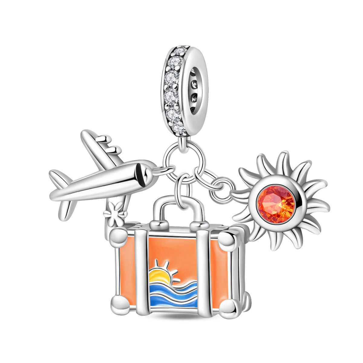 Airplane Suitcase World Travel DIY Bead Pendant Jewelry Accessory