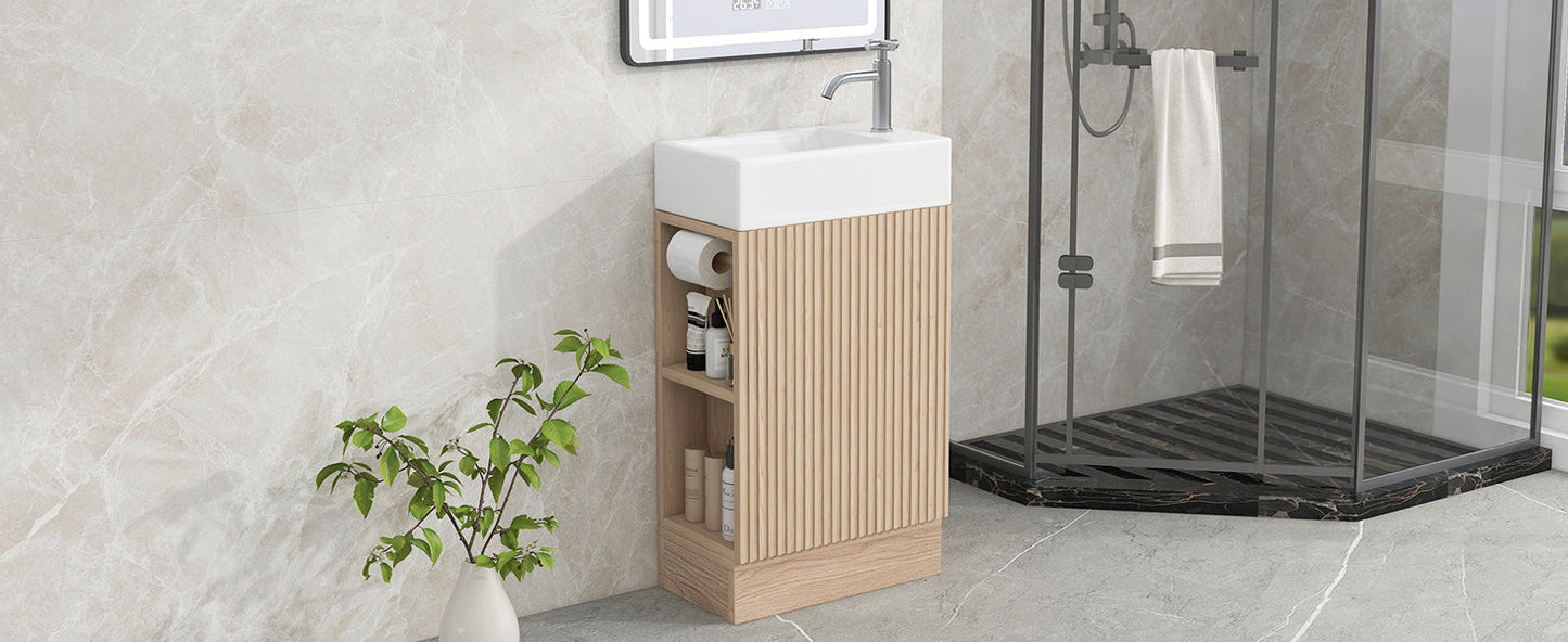 18.6' Bathroom Vanity with Sink, Bathroom Vanity Cabinet with Two-tier Shelf,...