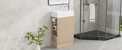 18.6' Bathroom Vanity with Sink, Bathroom Vanity Cabinet with Two-tier Shelf,...