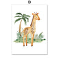 Lion Elephant Giraffe Jungle Animal Nursery Wall Art Canvas