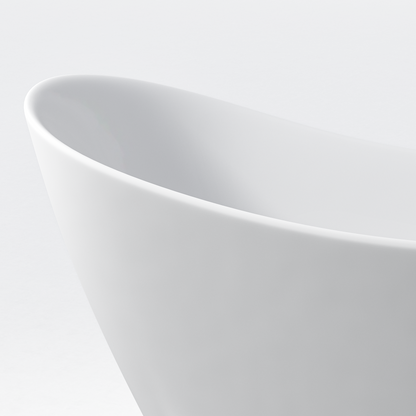 Modern Acrylic Freestanding Tub, Gloss White, Chrome Overflow and Pop-Up Drain