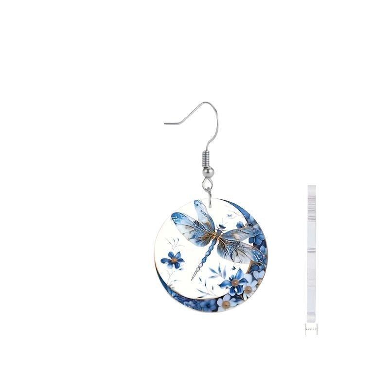 Blue Dragonfly Animal Acrylic Earrings