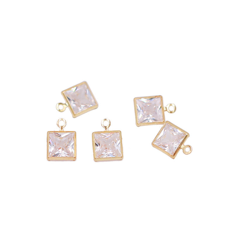 Geometric Zircon Bezel Set Pendant - Gold Plated Color Retention Charm for DIY Earring Jewelry Making Accessories