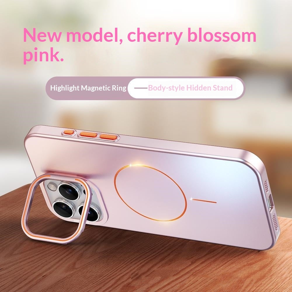 Magnetic Phone Case With A Gold-finish Thin Ring Compatible With The 17 Pro Max