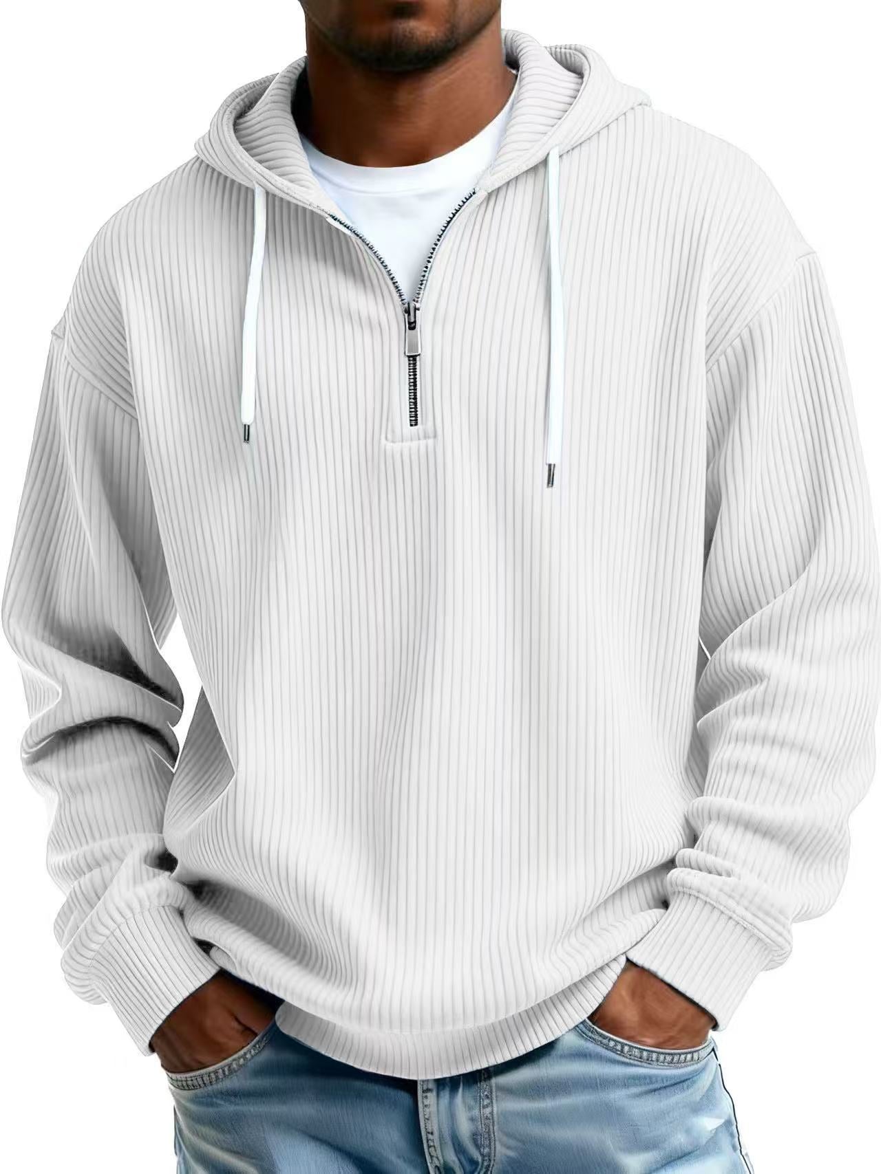 Mens Long-Sleeve Hooded Jacket Loose-Fit Casual Sweatshirt