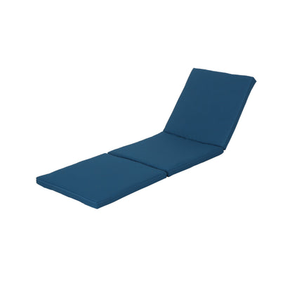 Outdoor Chaise Lounge Cushion Blue Polyester Waterproof Tie-Down 76.75x25.5 In