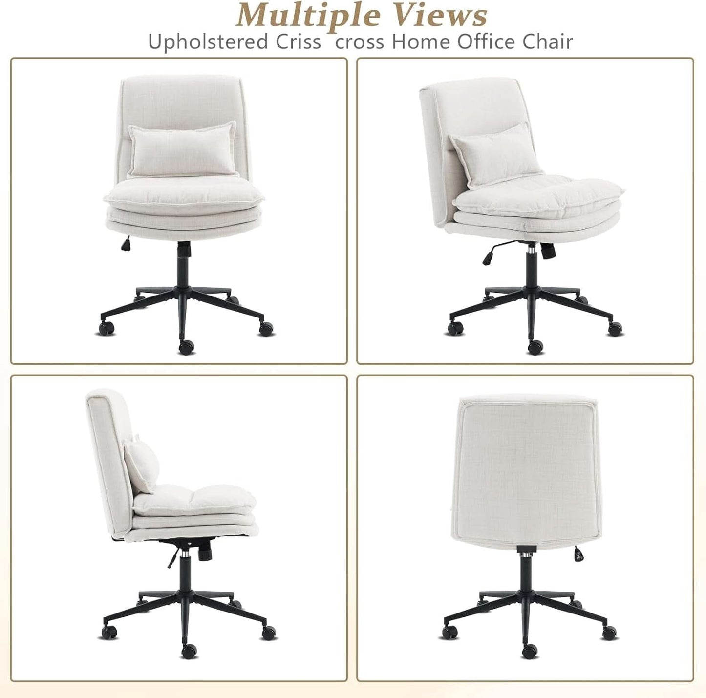 Cloud Criss Cross Office Chair Beige Fabric 18in High Back