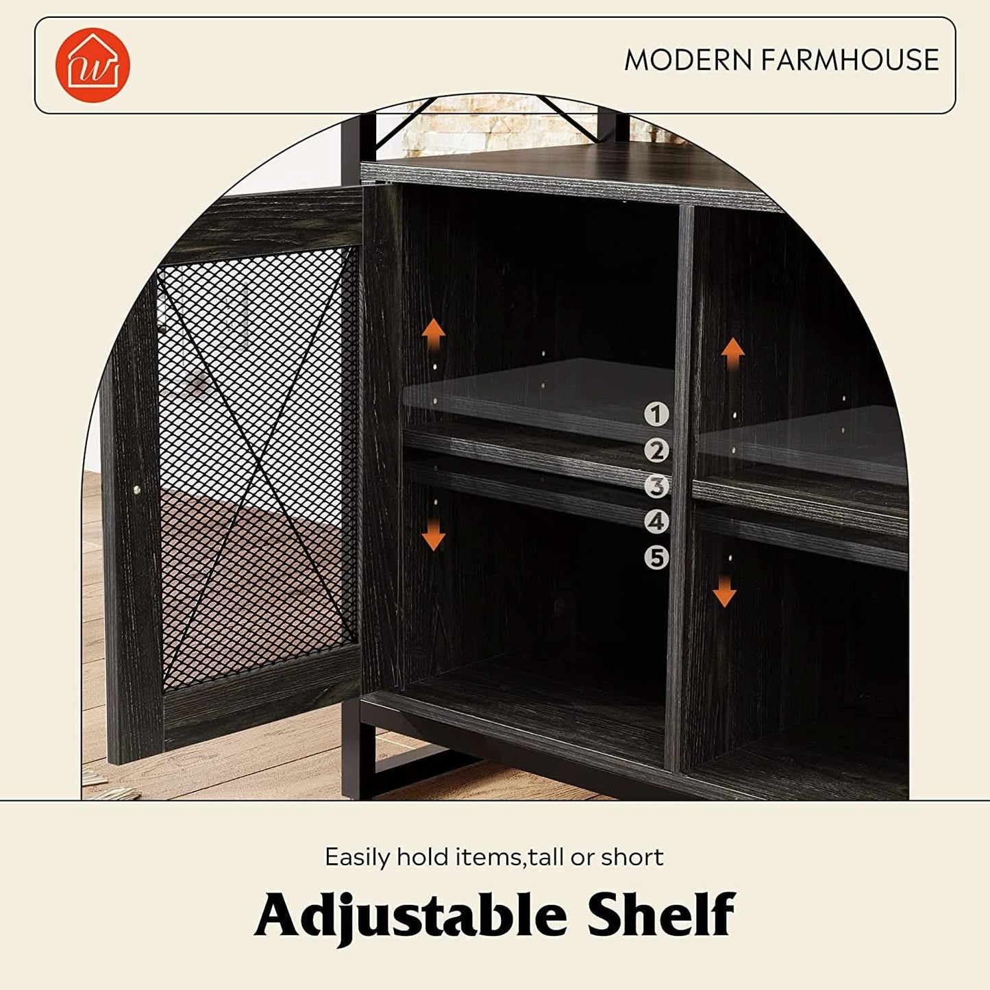 55 Inch TV Stand With Storage Console Industrial Farmhouse