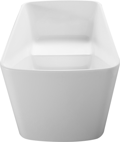 49in Acrylic Freestanding Soaking Bathtub, Square Japanese Sit-In, Chrome Drain