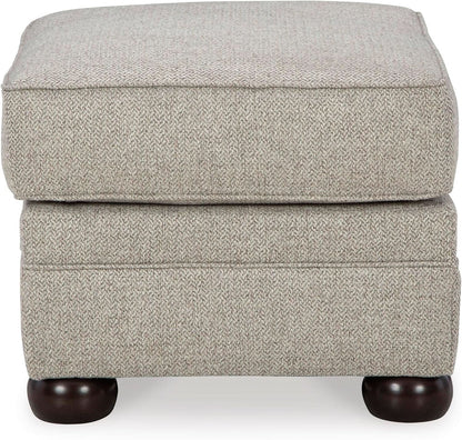 Rectangular Upholstered Ottoman Light Brown Bun Legs