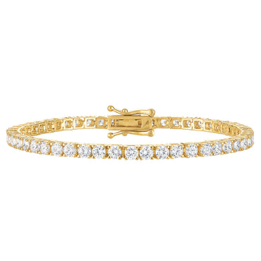 KISPER 24K White Gold Plated Tennis Bracelets for Women 3mm 4mm Cubic Zirconia Simulated Diamond Classic Tennis Bracelet Sizes 6.5-7.5 Inch (3mm Yellow Gold 6.5 inches)