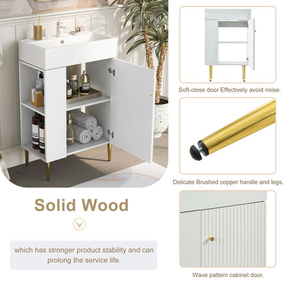 Amelia 21.6' Bathroom Vanity with Storage Cabinet, Single Ceramic Sink and Le...