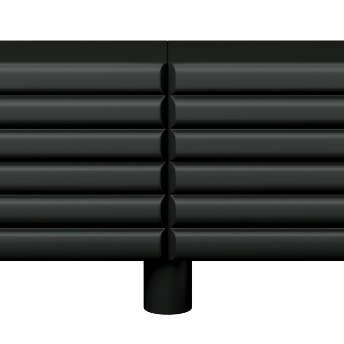 TV Stand Wavy Door Black MDF 4-Cabinet Cylindrical Legs Fits 70 In TV