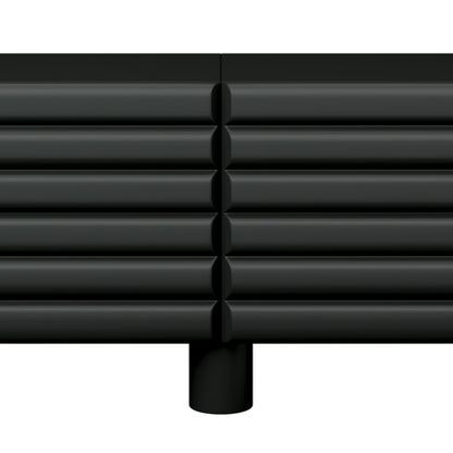 TV Stand Wavy Door Black MDF 4-Cabinet Cylindrical Legs Fits 70 In TV
