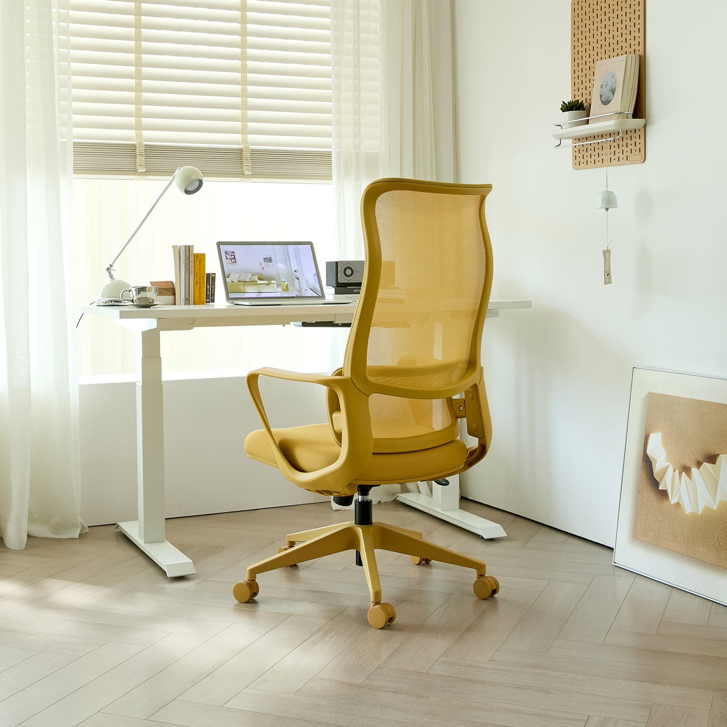 Ergonomic Office Chair Mesh High-Back Yellow 350 LB Lumbar Support Swivel
