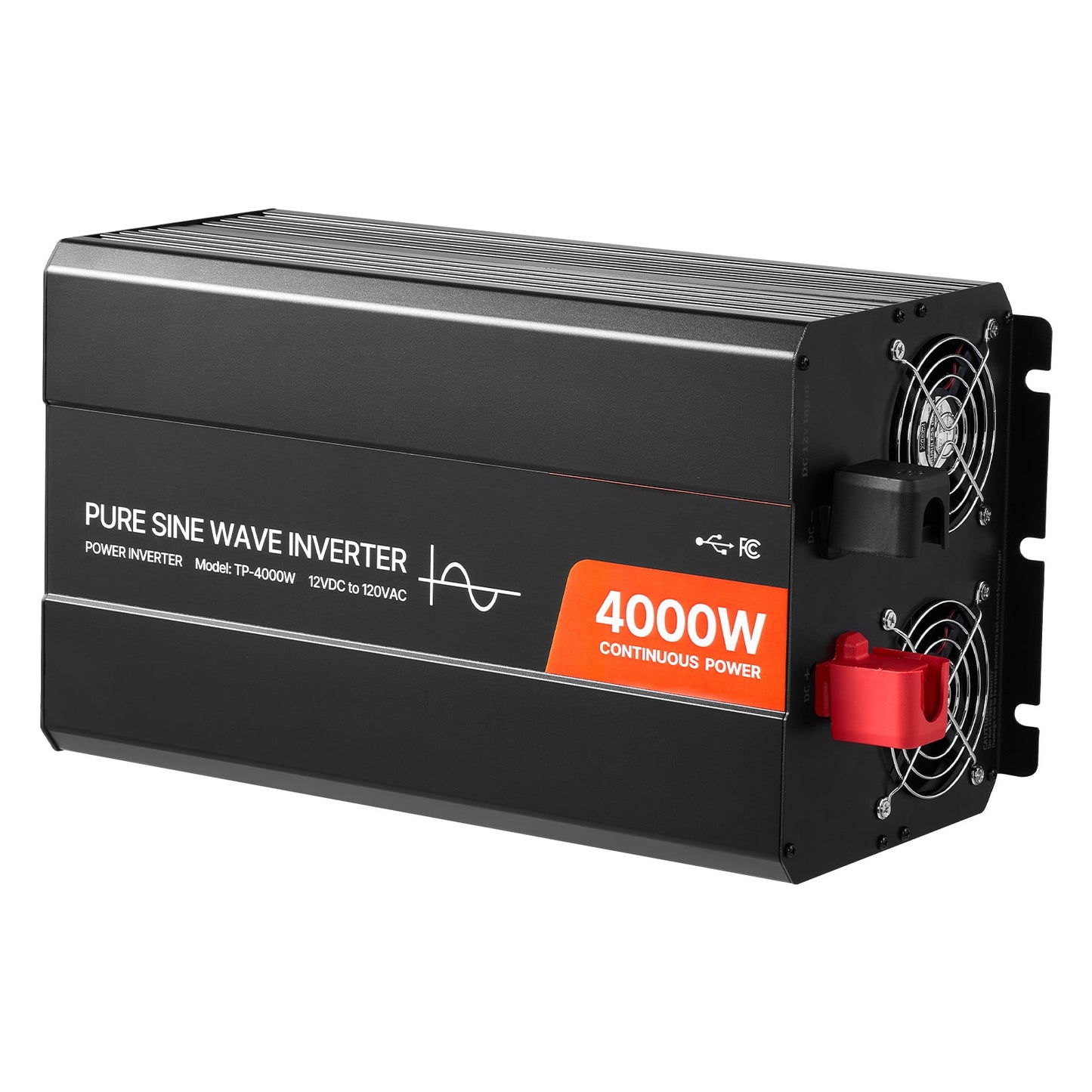 4000W Pure Sine Wave Power Inverter, 12V to 120V, LCD, USB, for RV Truck