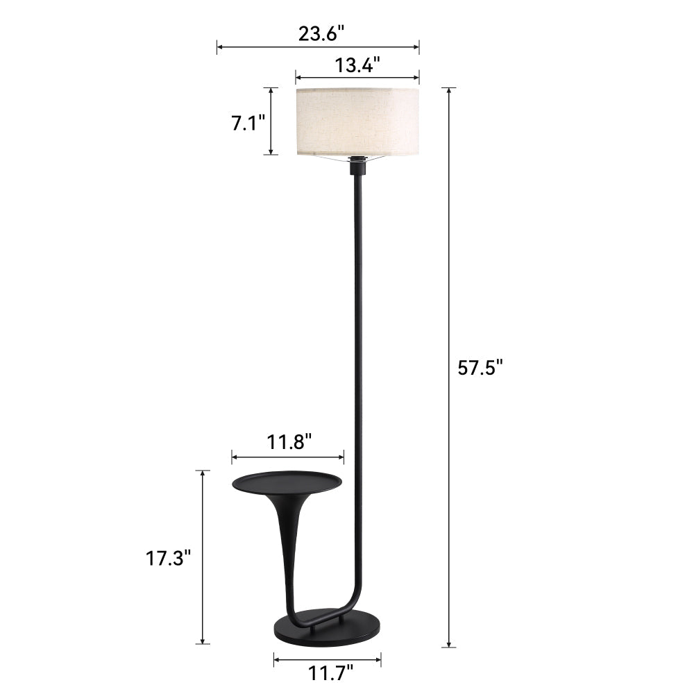 Dimmable Floor Lamp with Side Table | 57.5" Vintage Standing Light, Foot Switch & Bulb Included