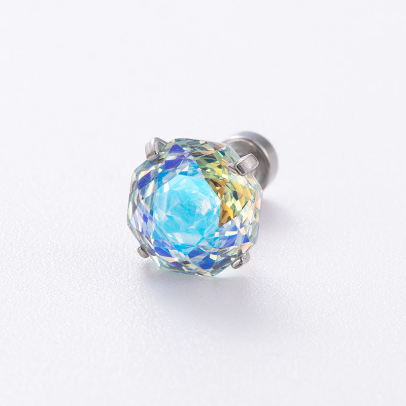 High-end, Brilliantly Reflective Octagonal Millennium Rose-cut Cubic Zirconia Stud Earrings
