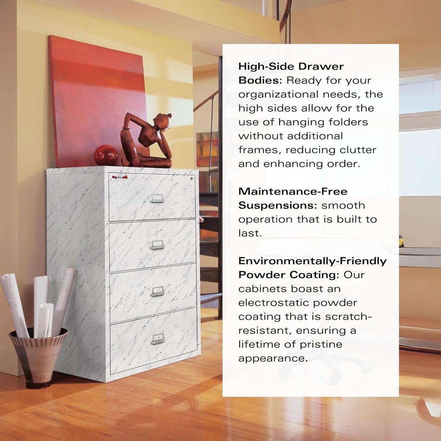 Lateral 4 Drawer Fire Safe File Cabinet With Key Lock 1 Hour Fire Rated