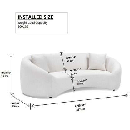 Curved 3 Seater Sofa For Living Room - White