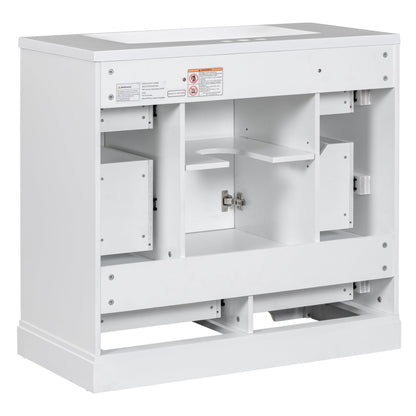 36' Bathroom Vanity with Sink Combo, Six Drawers, Multi-Functional Drawer Div...