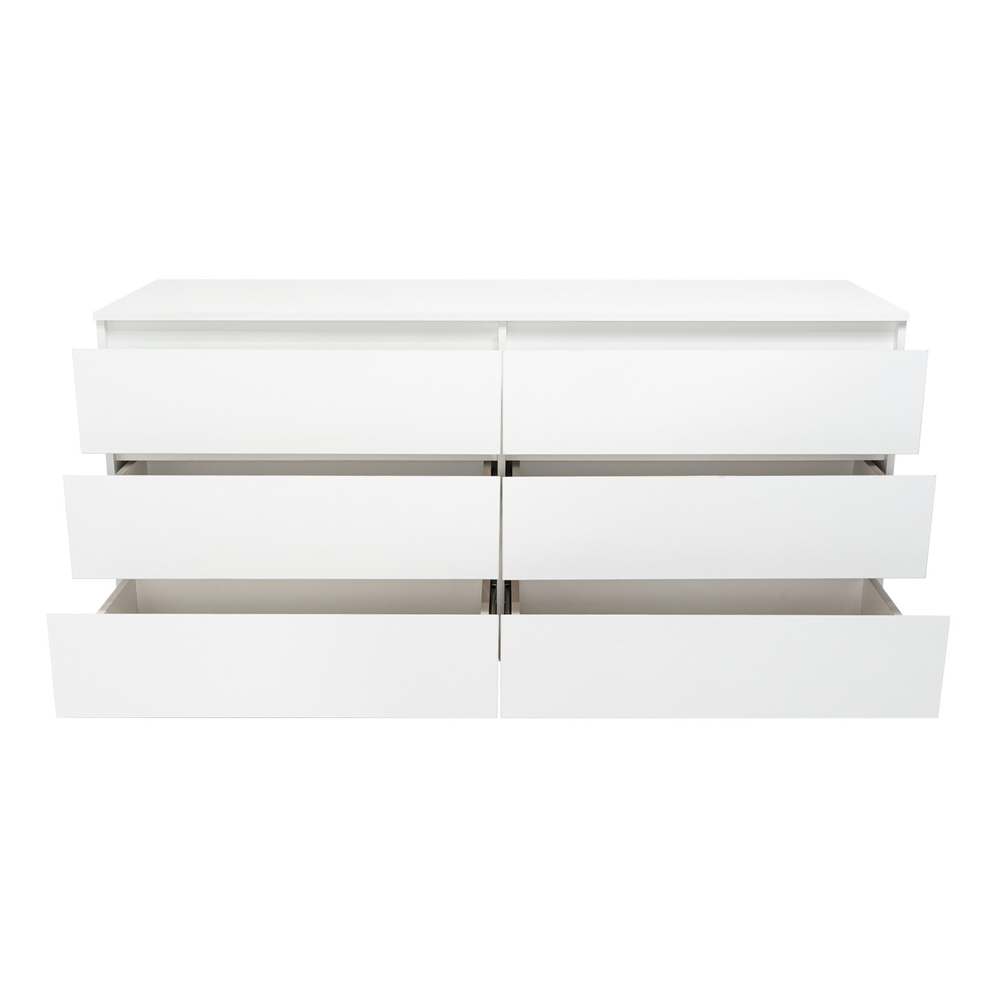 Dresser Minimalist Set of 2 6-Drawer White Particle Board Metal Legs 60.4 In
