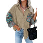 Women's Printed Plus Size Lapel Loose Clip