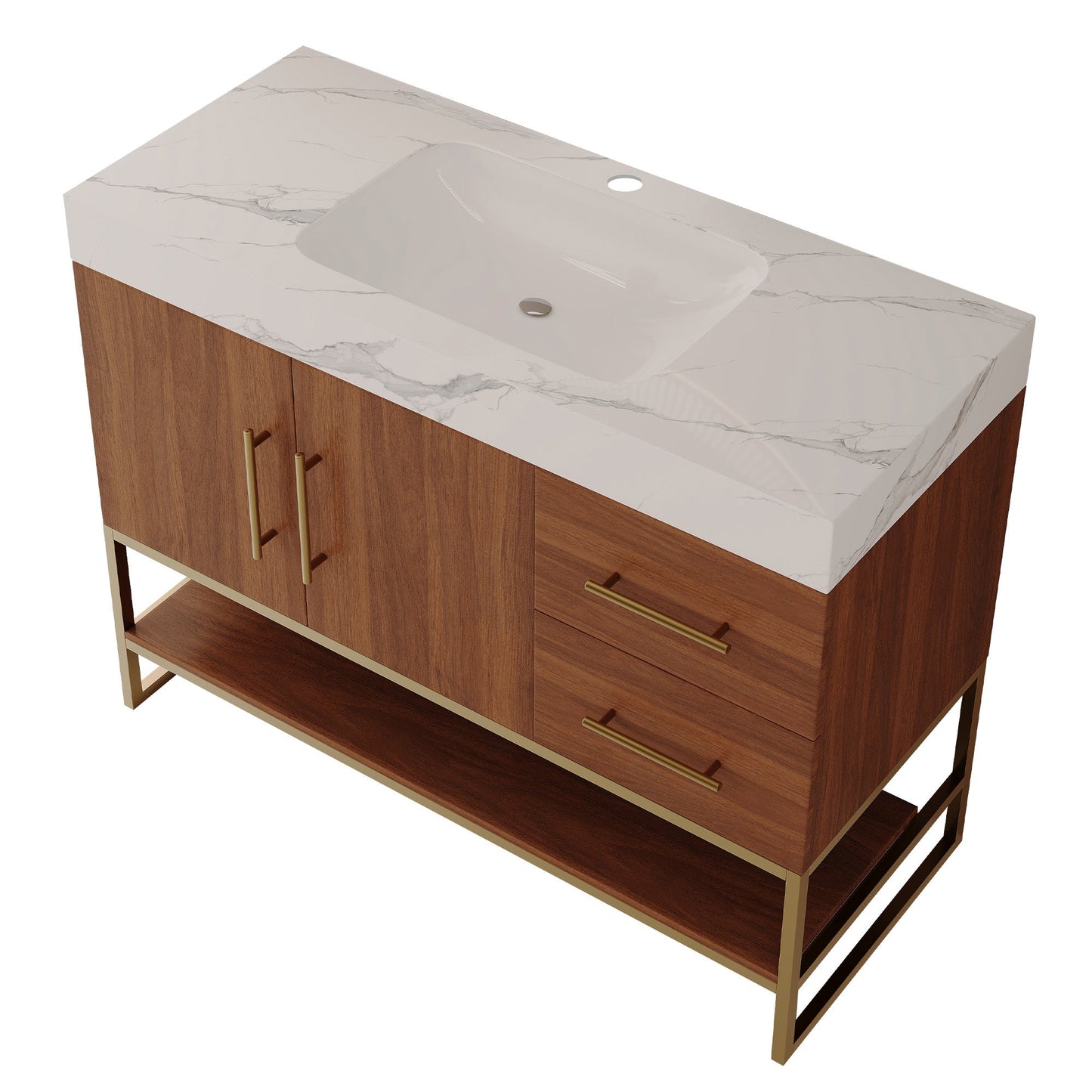 36' Modern Free-Standing Bathroom Vanity with Seamless Ceramic Sink & Sintere...