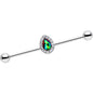 Rainbow Gem Bubblegum Teardrop Industrial Barbell 38mm