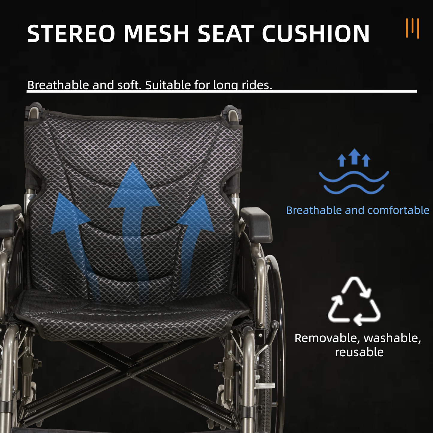 Wheelchair Manual Transport Folding Aluminum 20 In Seat 275 LB Black Gray