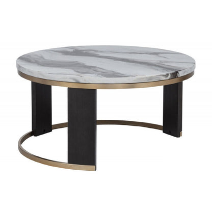 Nesting Round Coffee Table With Ottoman (Set of 2) - Gold / Brown