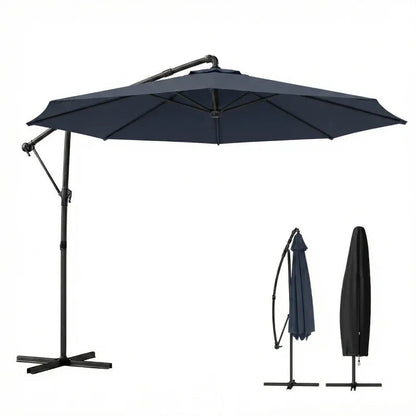 Patio Umbrella Cantilever Navy Blue 10ft Square 360 Degree Rotation