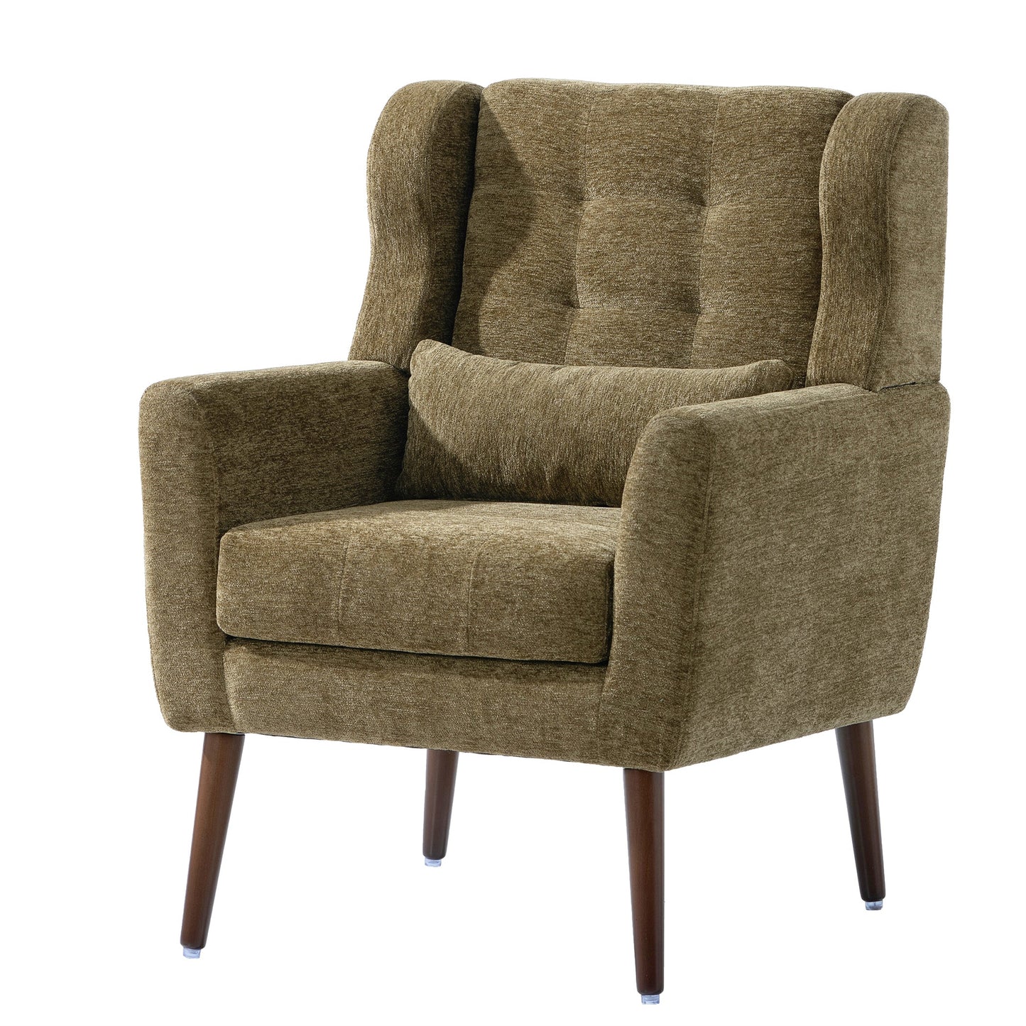 Accent Chair Chenille Olive Green Rubberwood Legs 28x29x38 In 275 LB