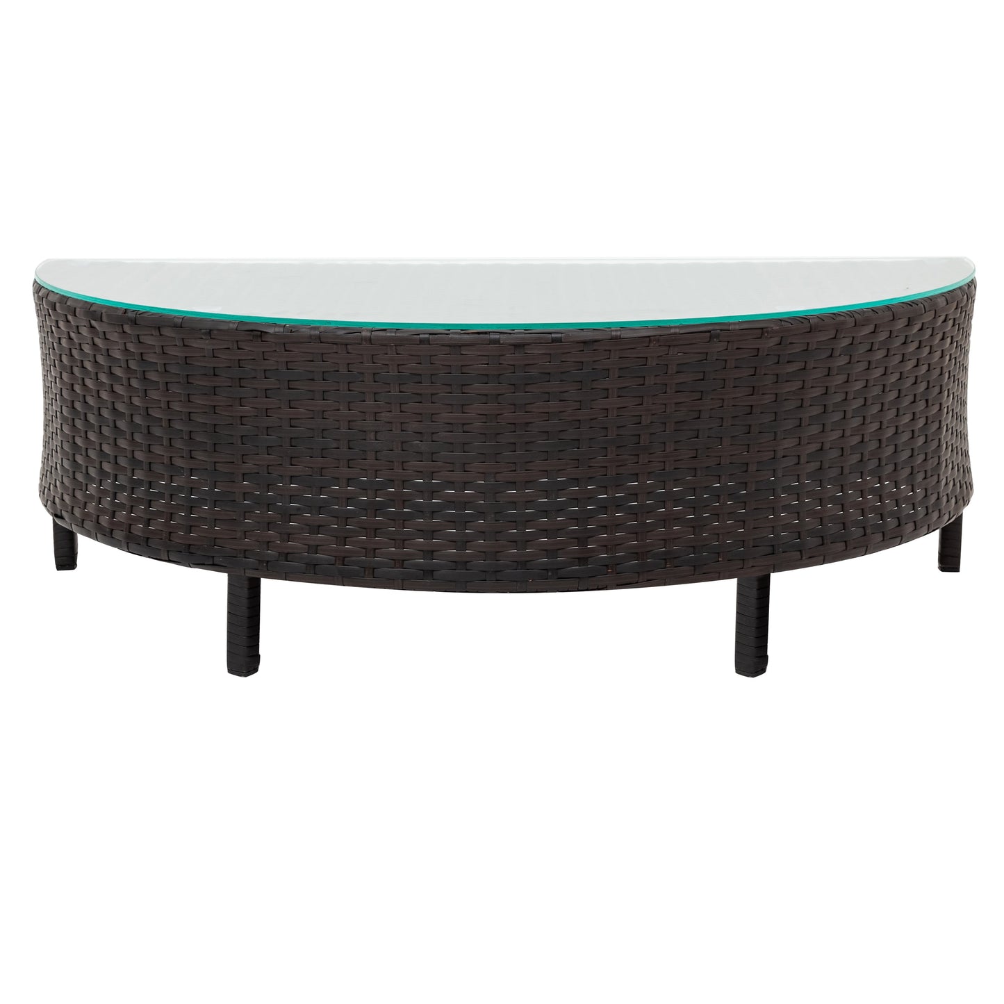 Outdoor Sectional Set PE Rattan Steel Gray Half Moon 5 Piece 350 LB