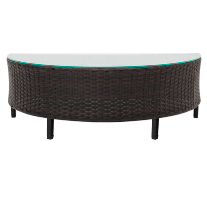 Outdoor Sectional Set PE Rattan Steel Gray Half Moon 5 Piece 350 LB