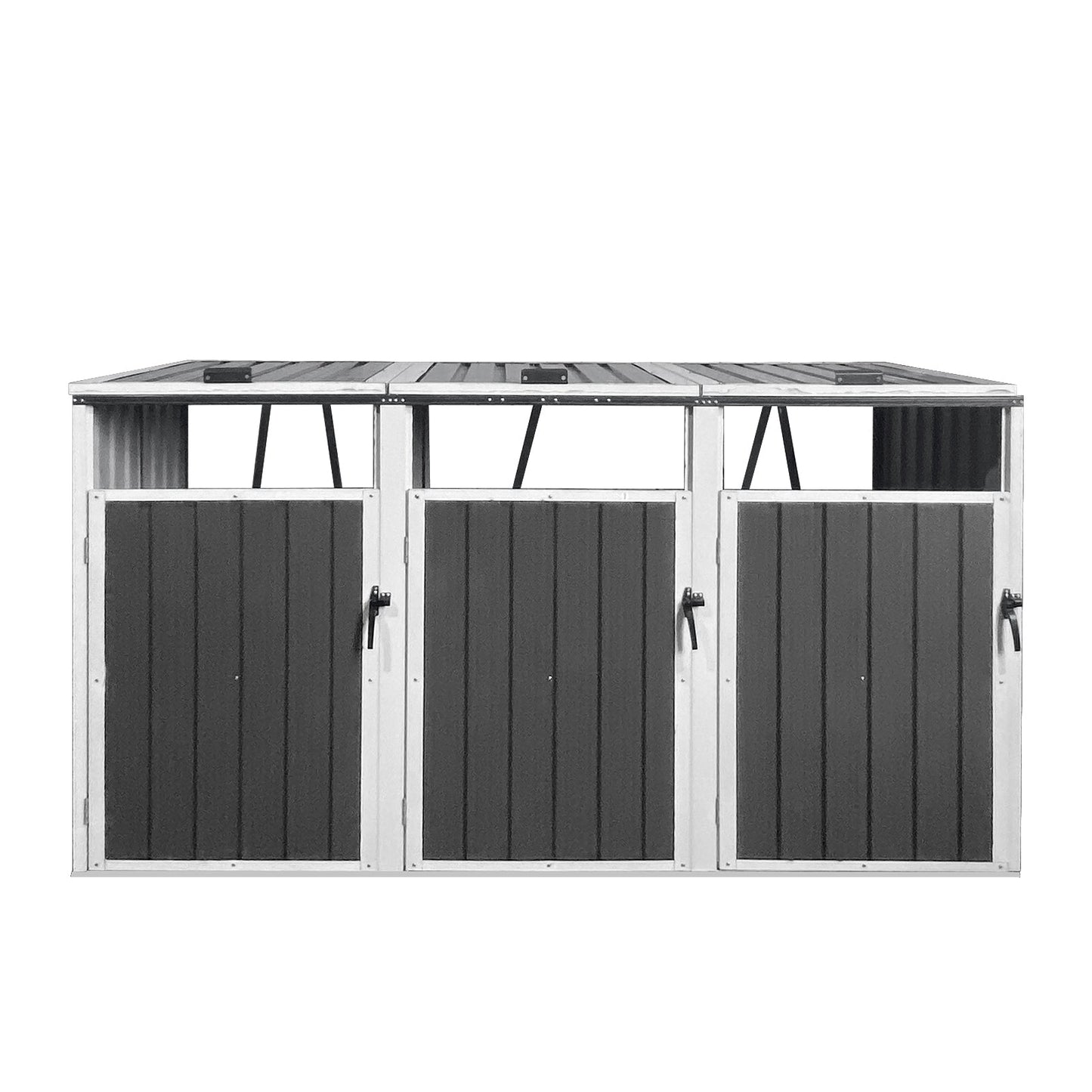 Outdoor Trash Can Shed Galvanized Steel 3 Bin