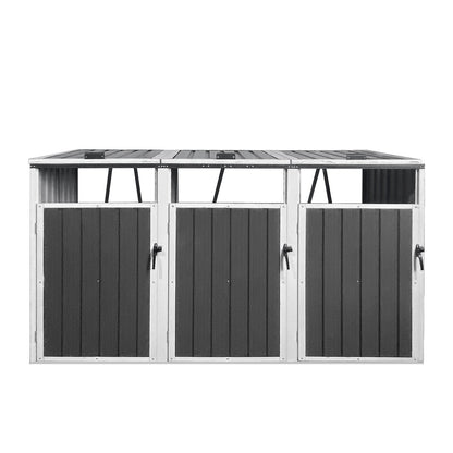 Outdoor Trash Can Shed Galvanized Steel 3 Bin